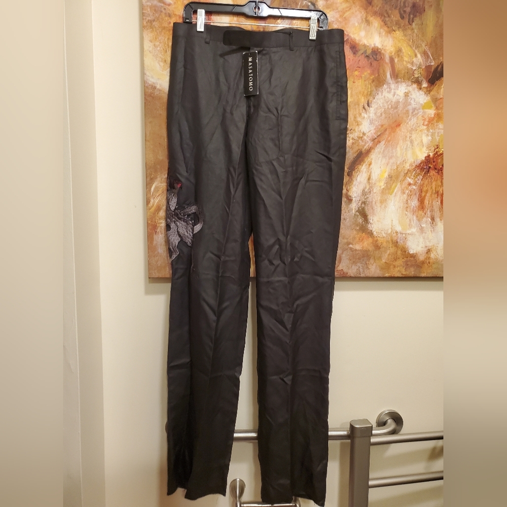 NWT $1990 sz L Masaromo made in Japan silk pants with embroidered dragon